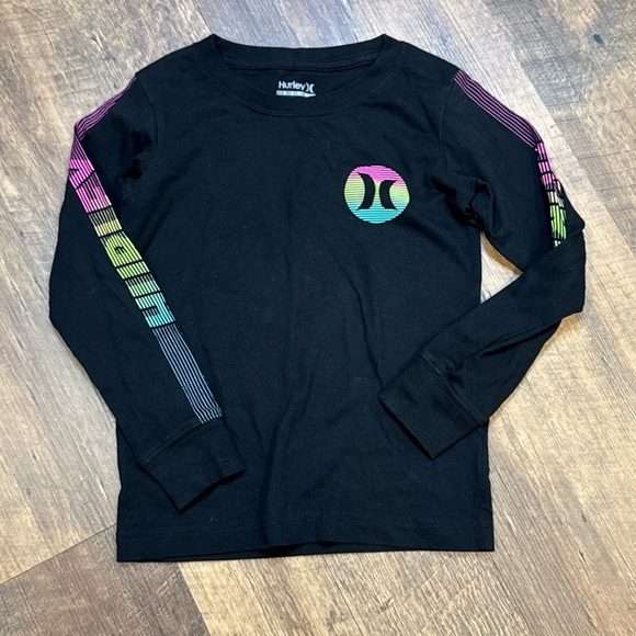 Hurley Girls size 5 Black‎ Long Sleeve Shirt with Colorful Logo - Picture 1 of 2
